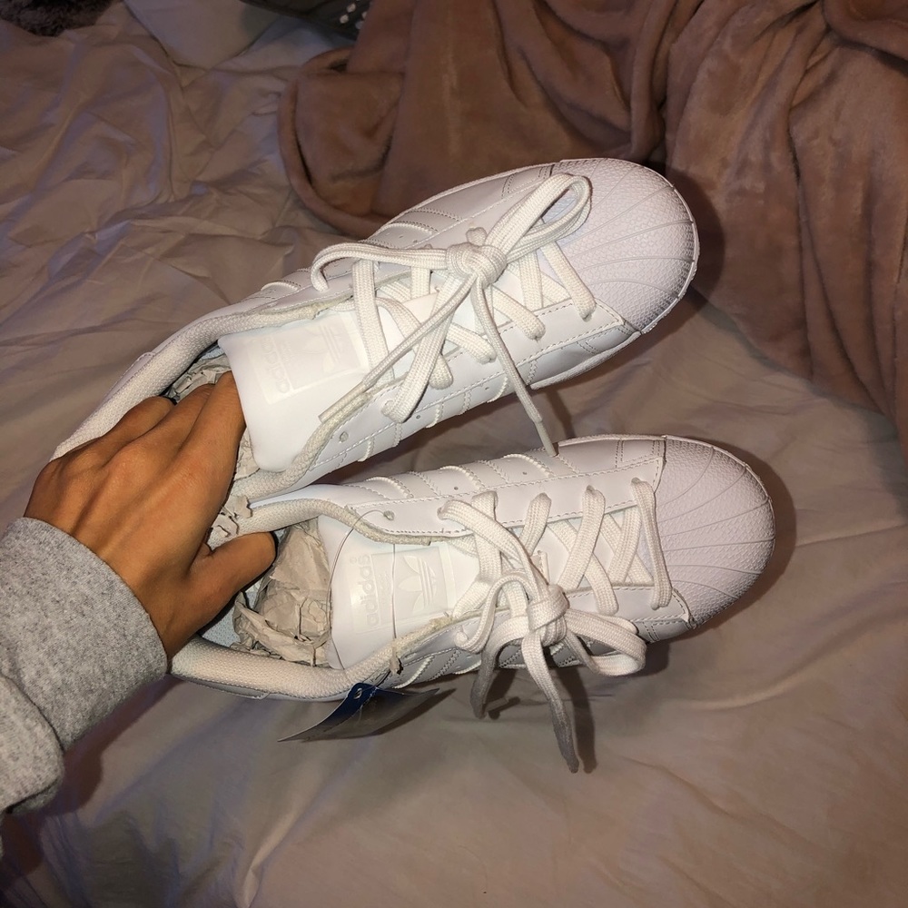 SOLD NWT All White Adidas Superstar Shoes